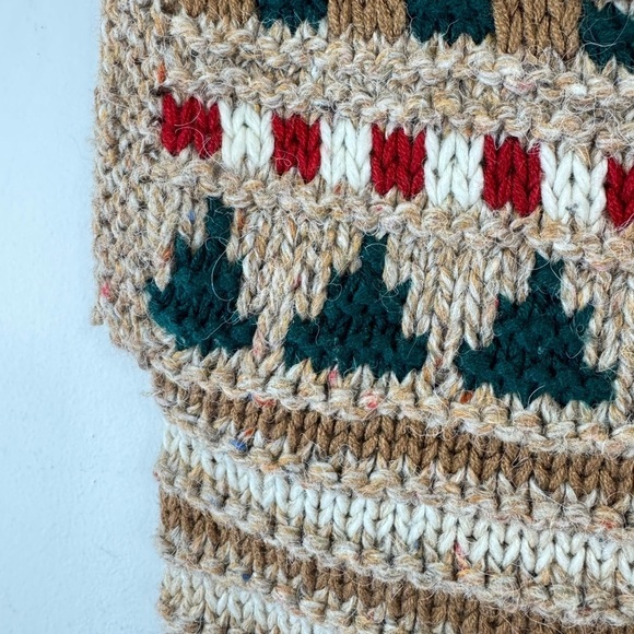 Vintage Russ Size Petite Large Tree Line Wool Blend Chunky Sweater Vest - Picture 5 of 6